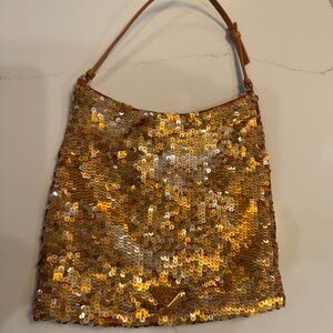 Prada orange sequin mini shoulder bag